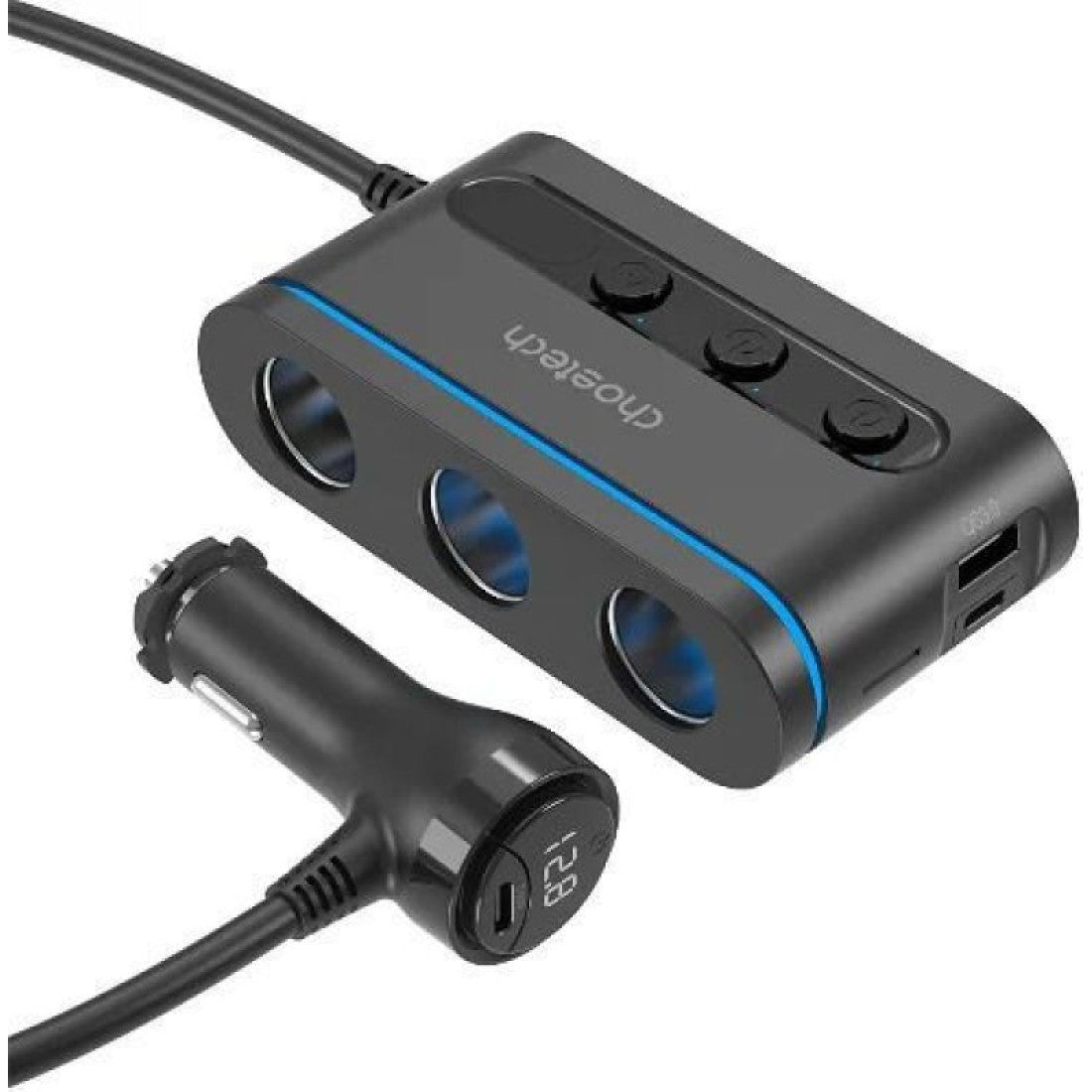 Choetech 3 Sockets 2C+1A Cigarette Lighter Splitter black Choetech 3 Sockets 2C+1A Cigarette Lighter Splitter black